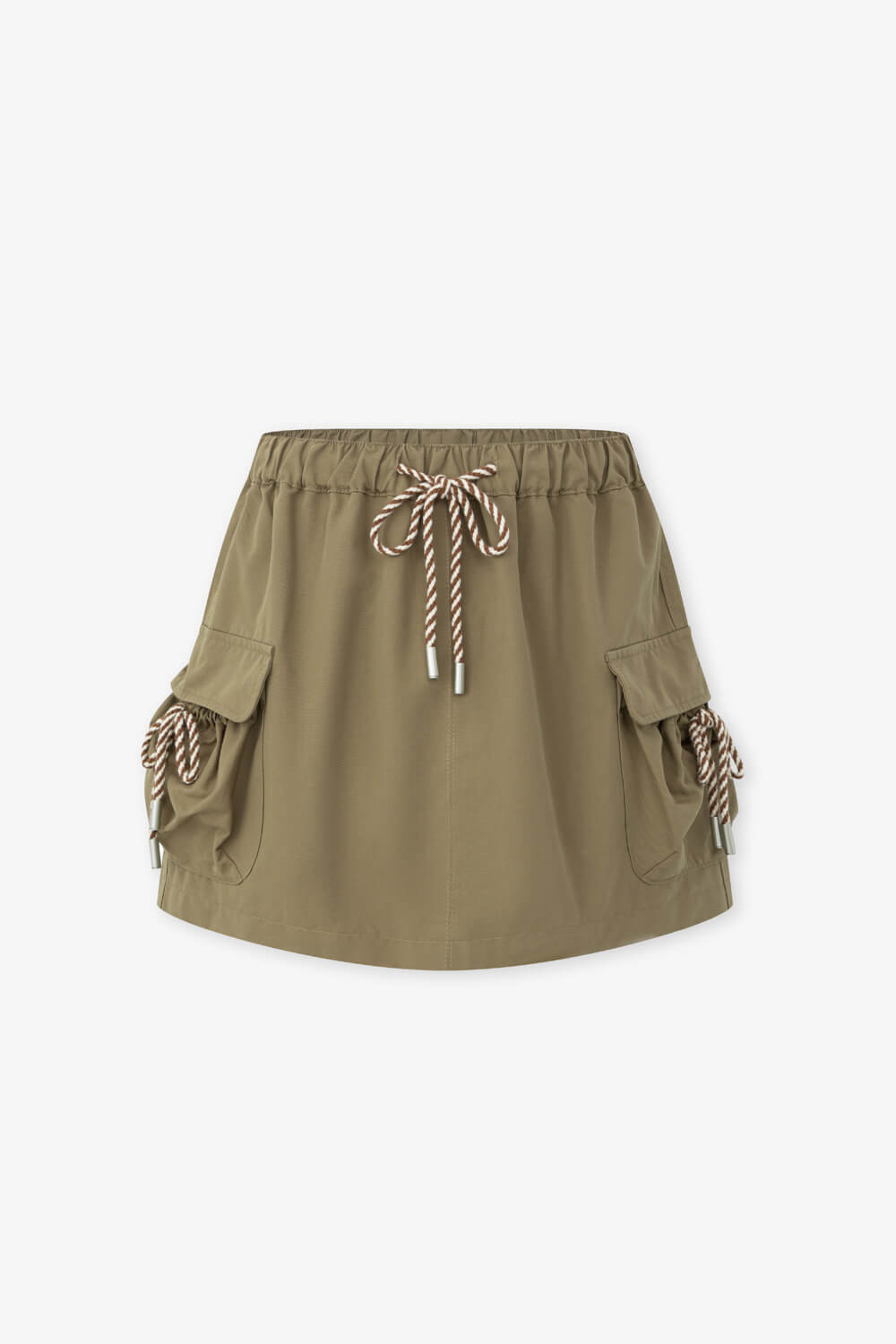 配色尼龍抽繩短裙