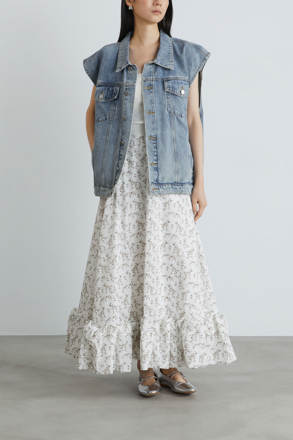 立體抓皺碎花裙