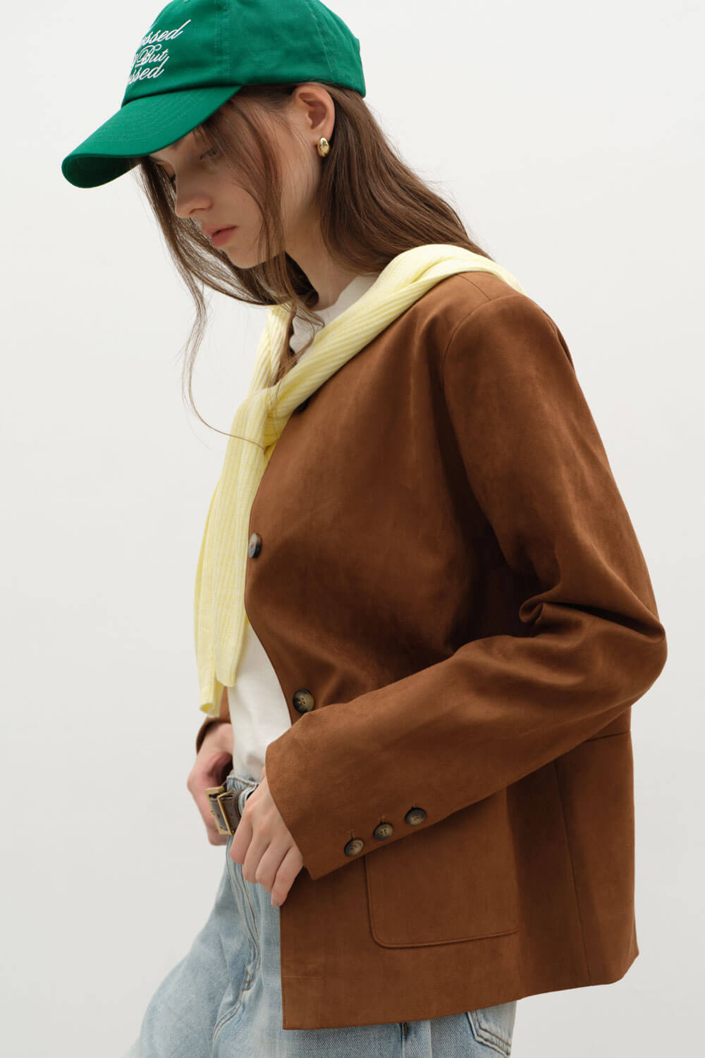 圓領麂皮外套 圓領麂皮外套