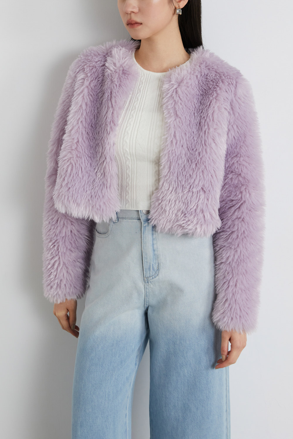 圓領長毛外套 圓領長毛外套