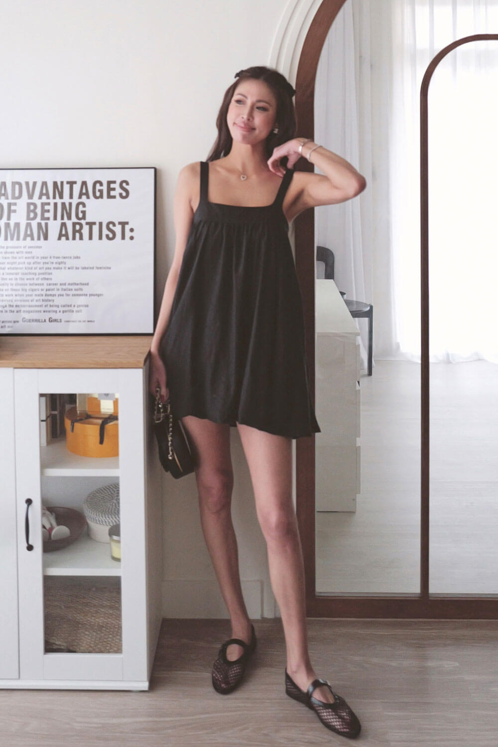 抽皺花苞棉麻洋裝