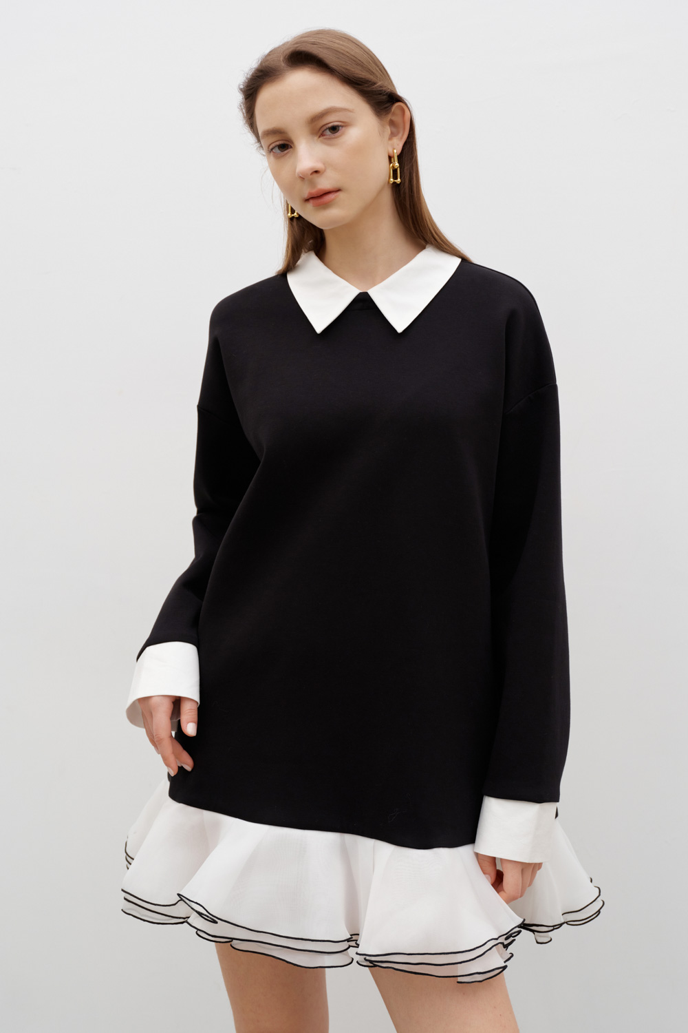 太空棉拼接洋裝