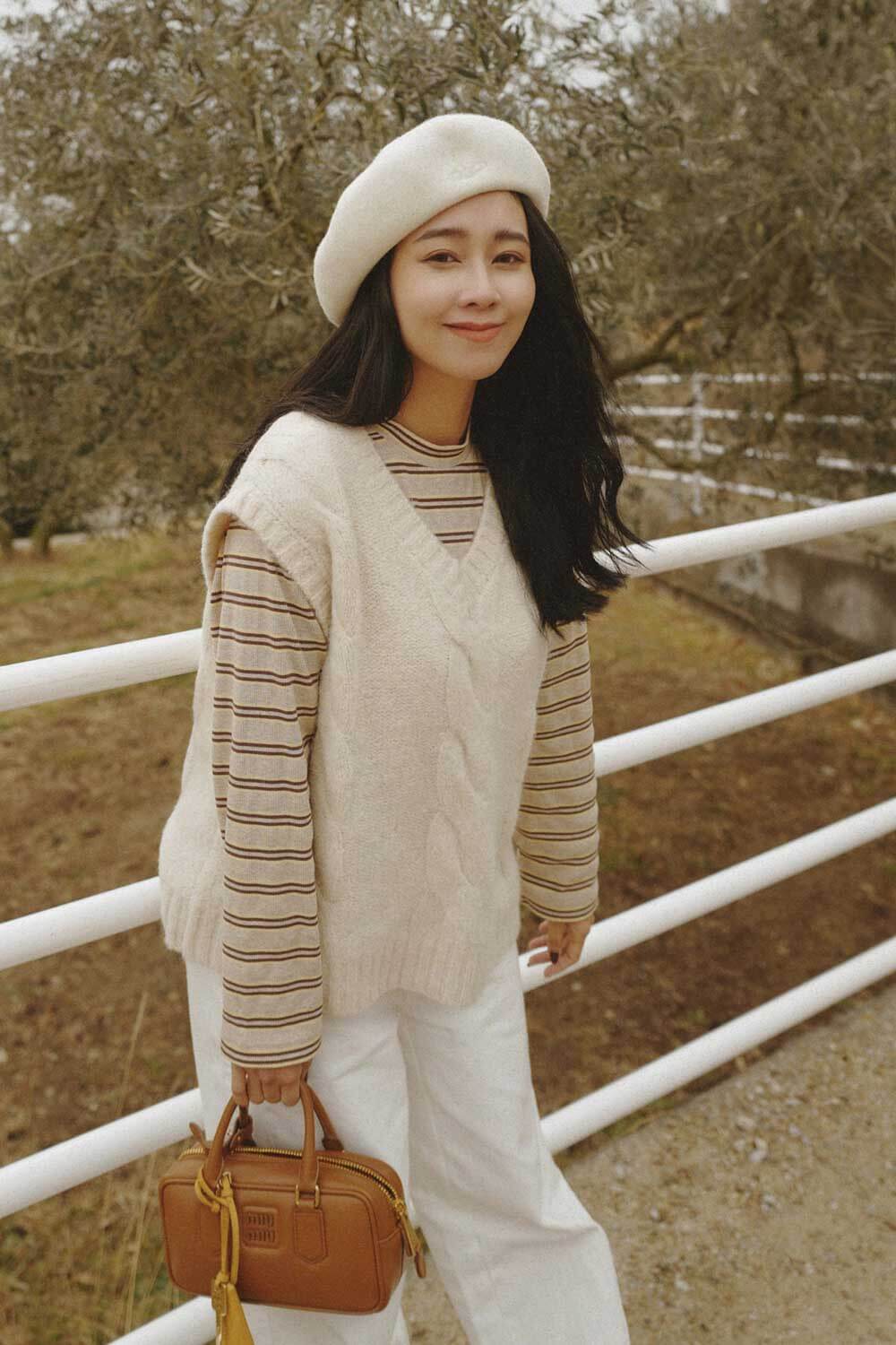 寬鬆麻花針織背心