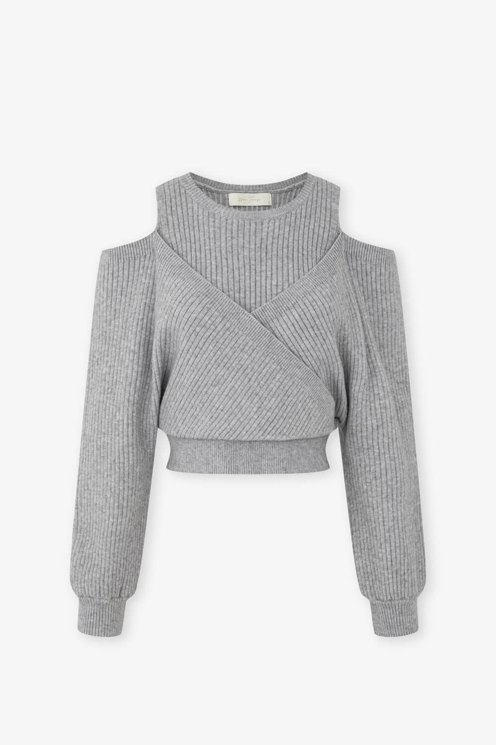 露肩假兩件針織上衣