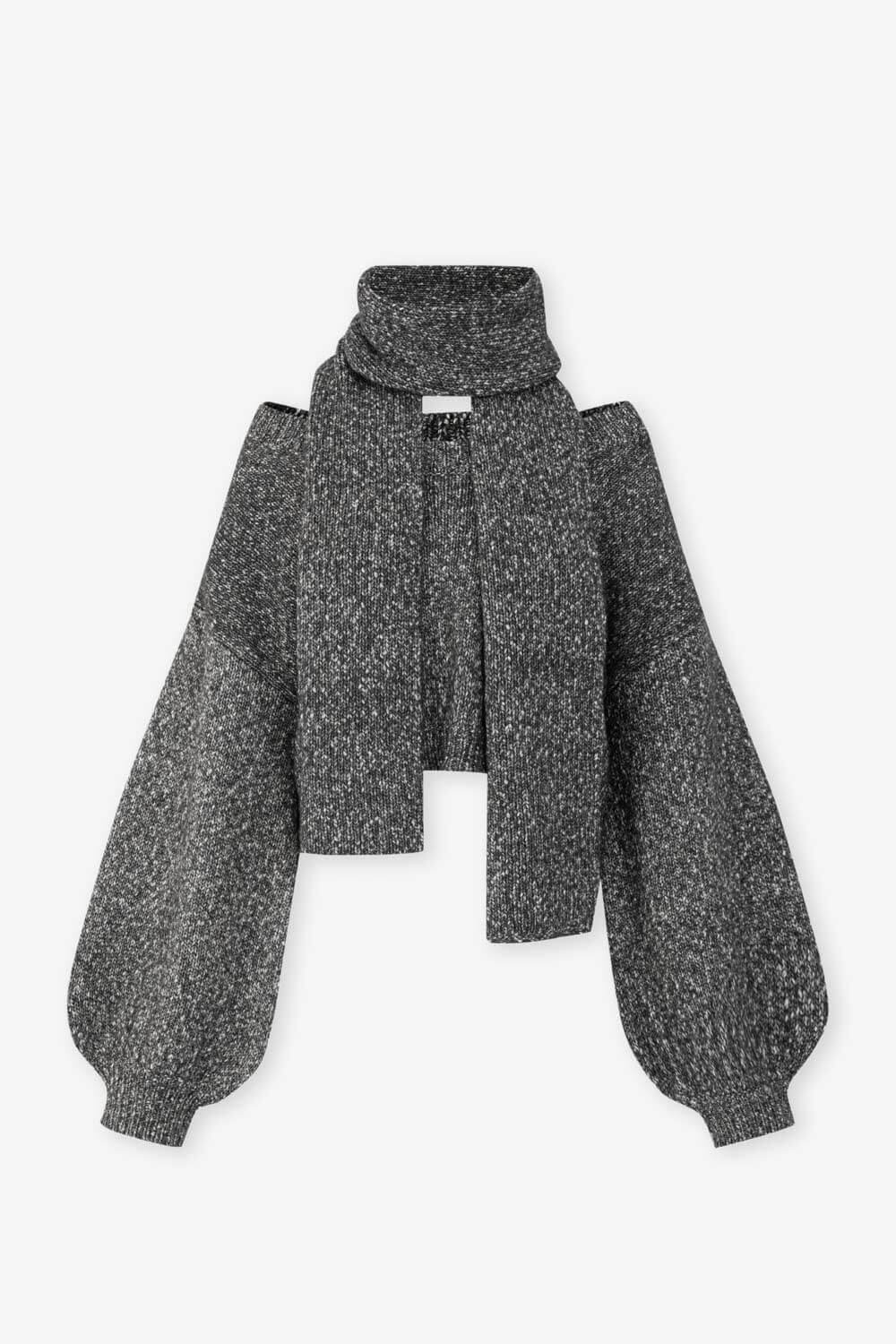 粗針花紗毛衣附圍巾