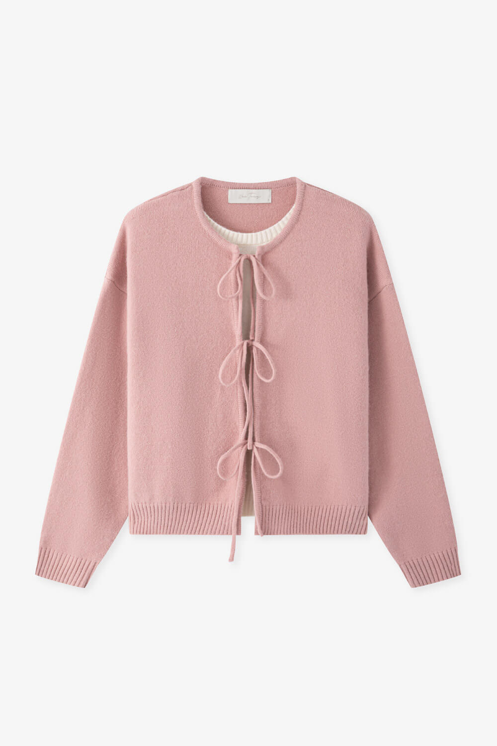 假兩件綁帶針織上衣