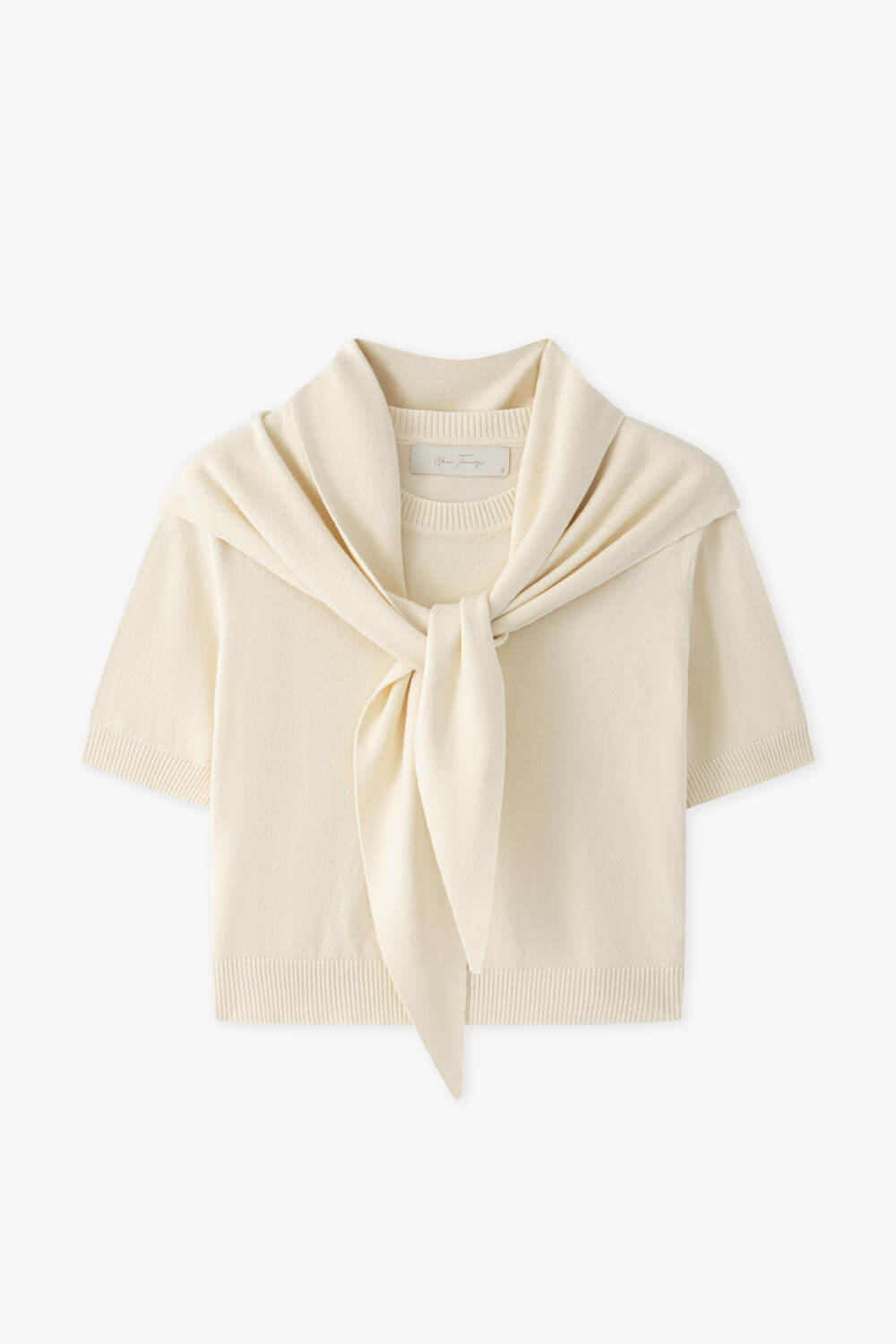 披領短袖針織上衣