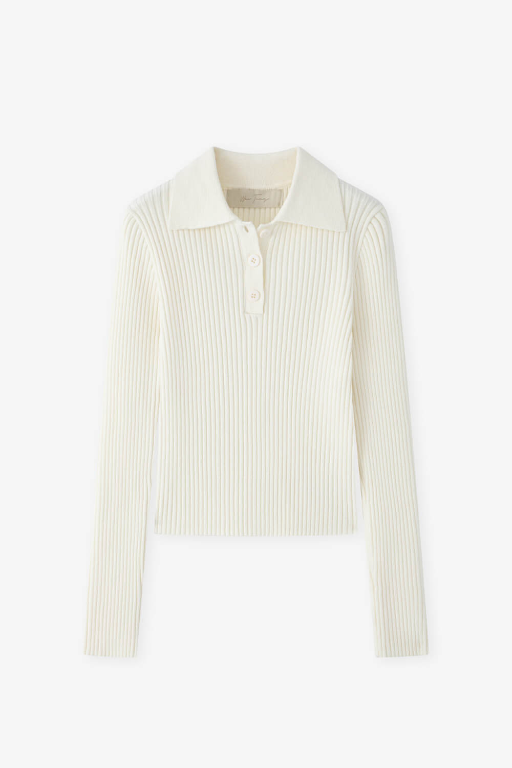 半門襟坑條針織上衣