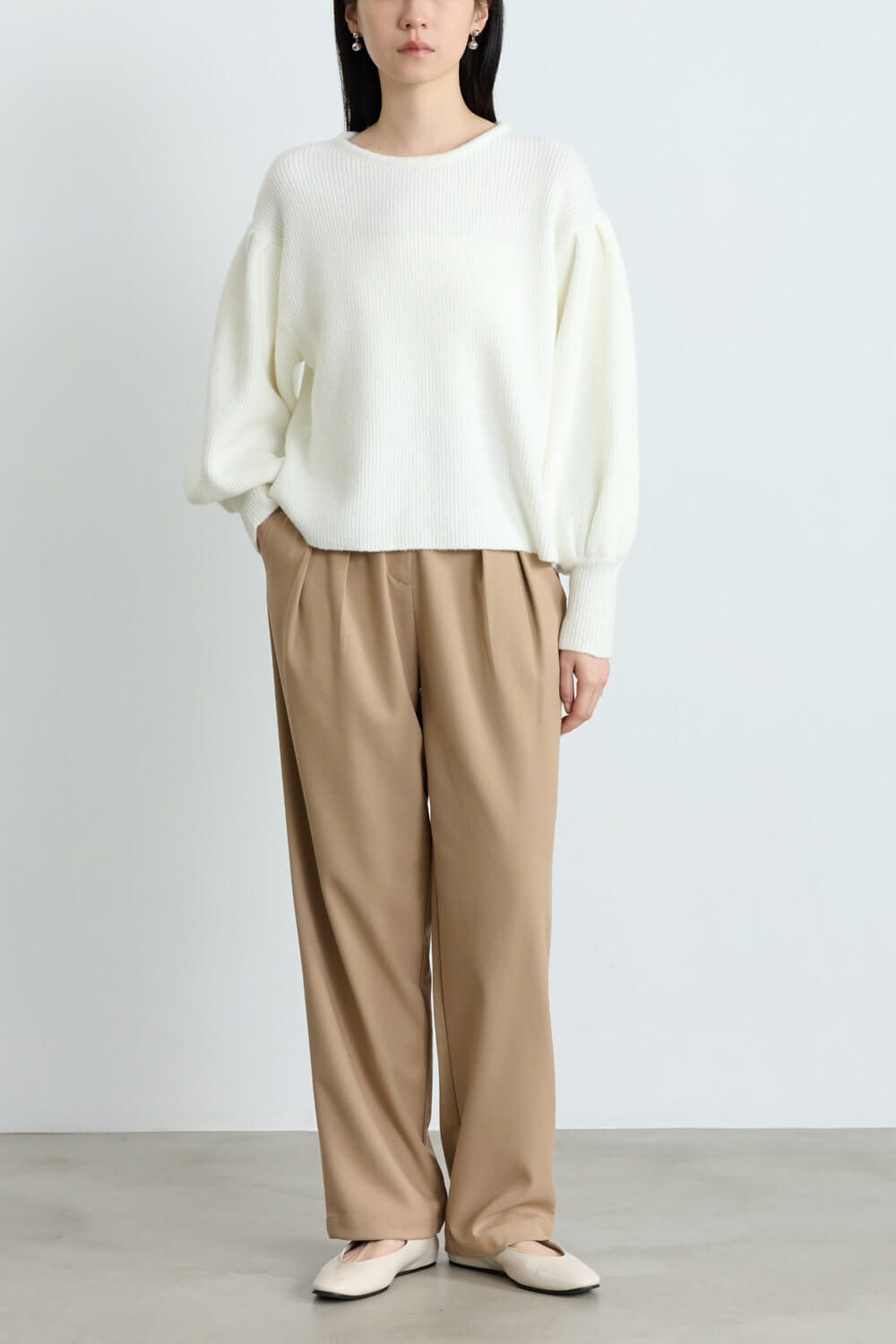 高腰打褶西裝褲