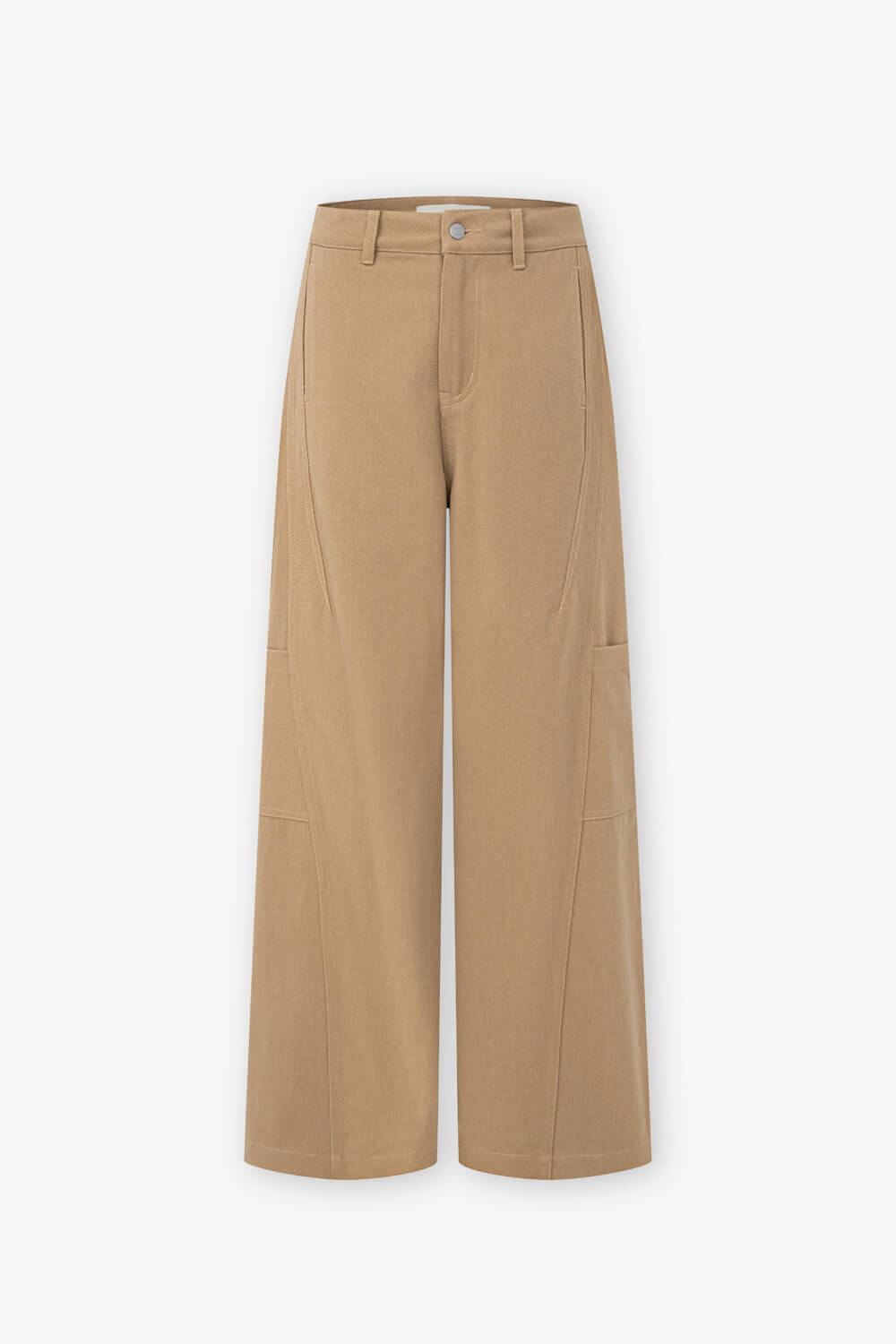 剪接錐形斜紋褲