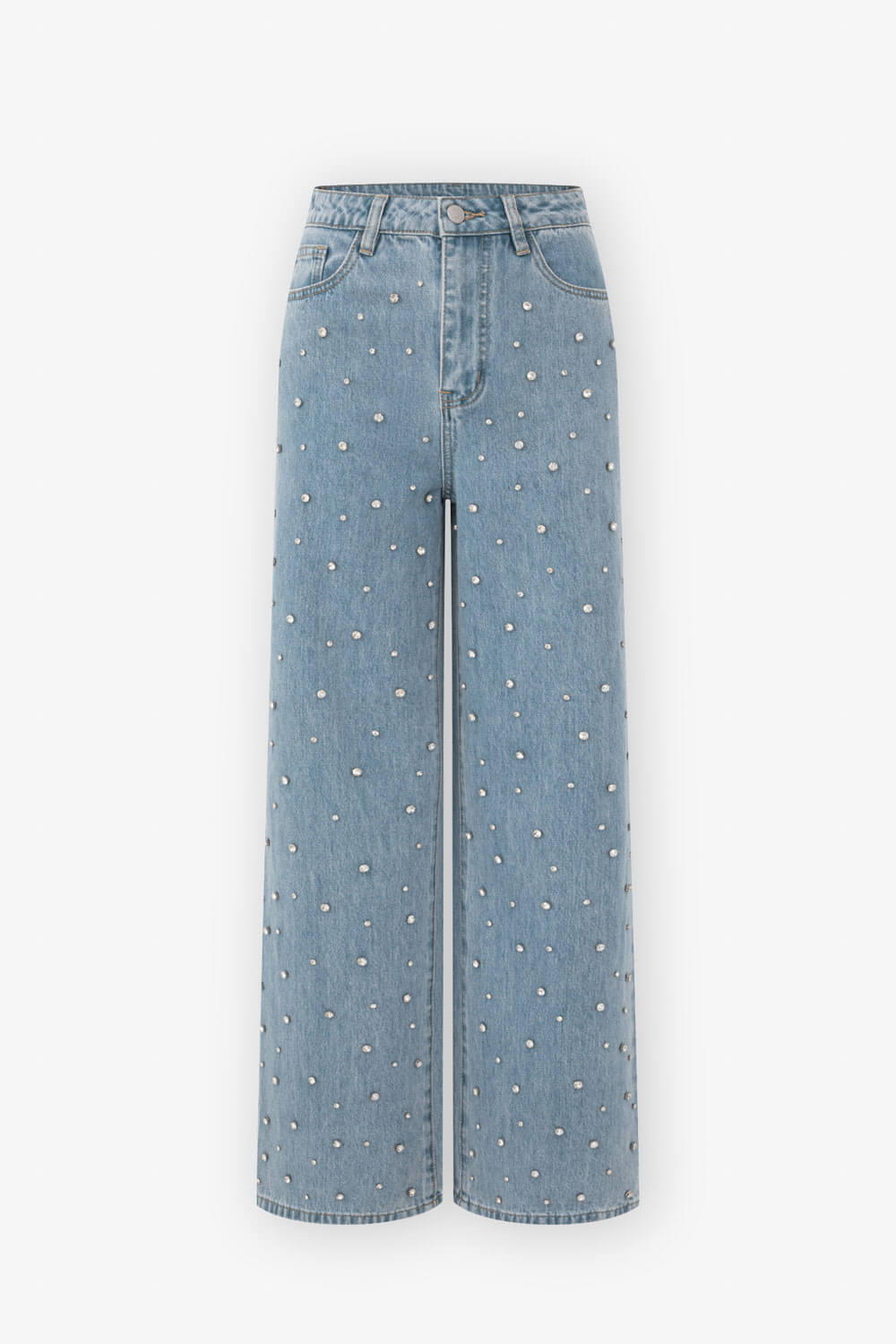 水鑽牛仔寬褲