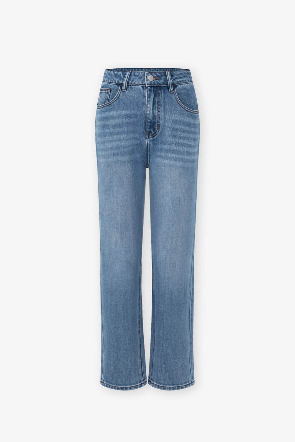 中腰牛仔直筒褲