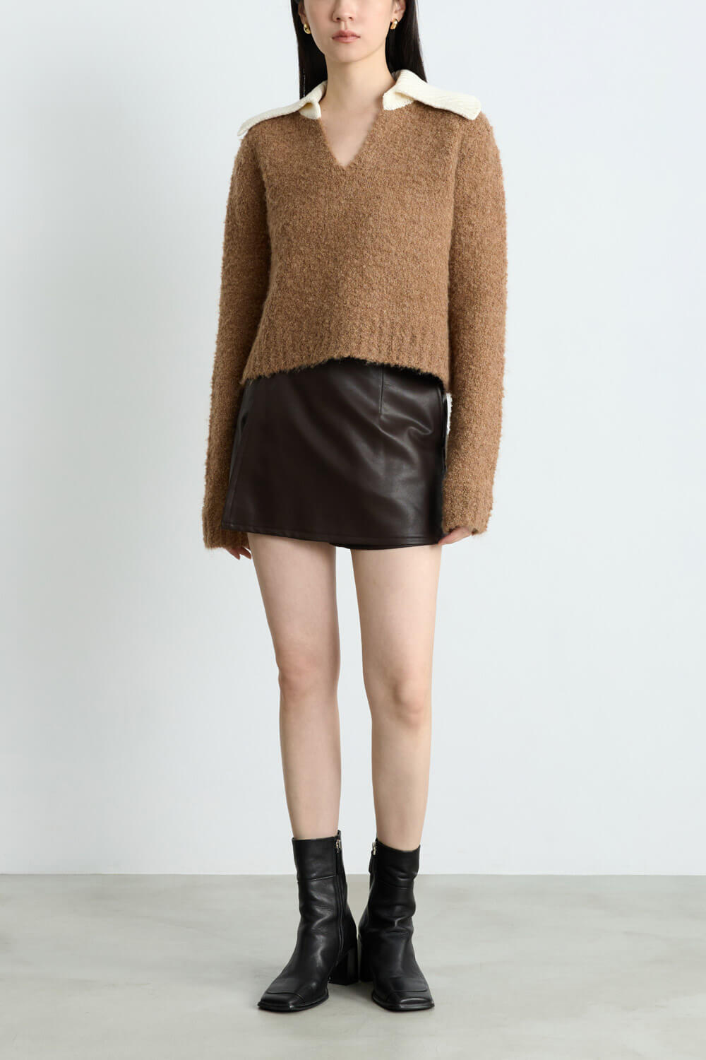 仿皮一片式褲裙