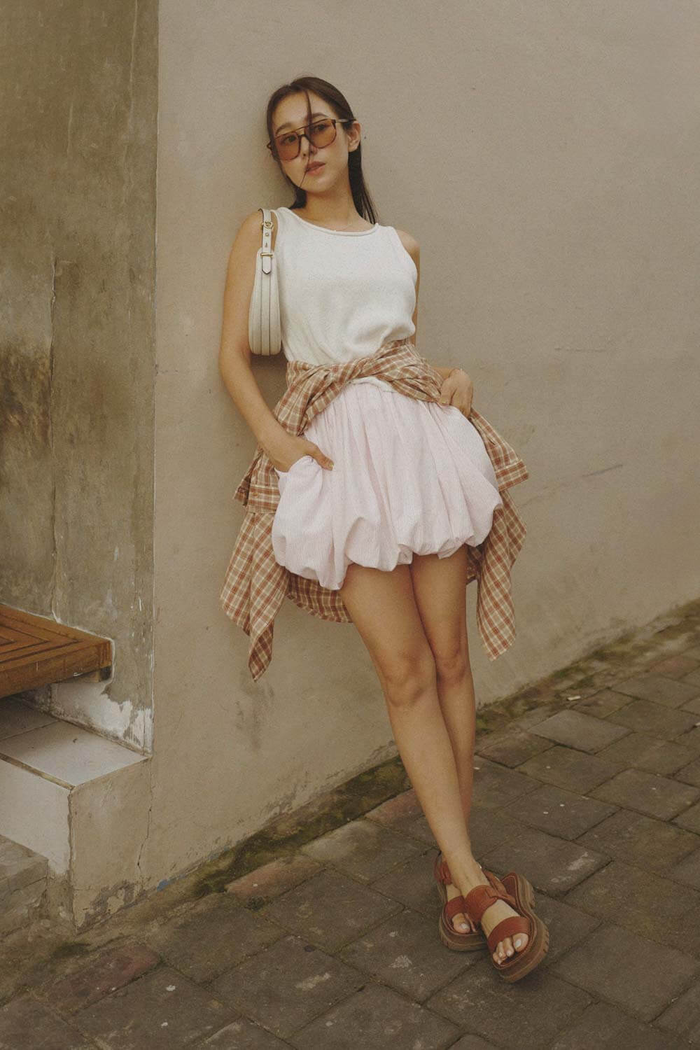 直條紋澎澎褲裙