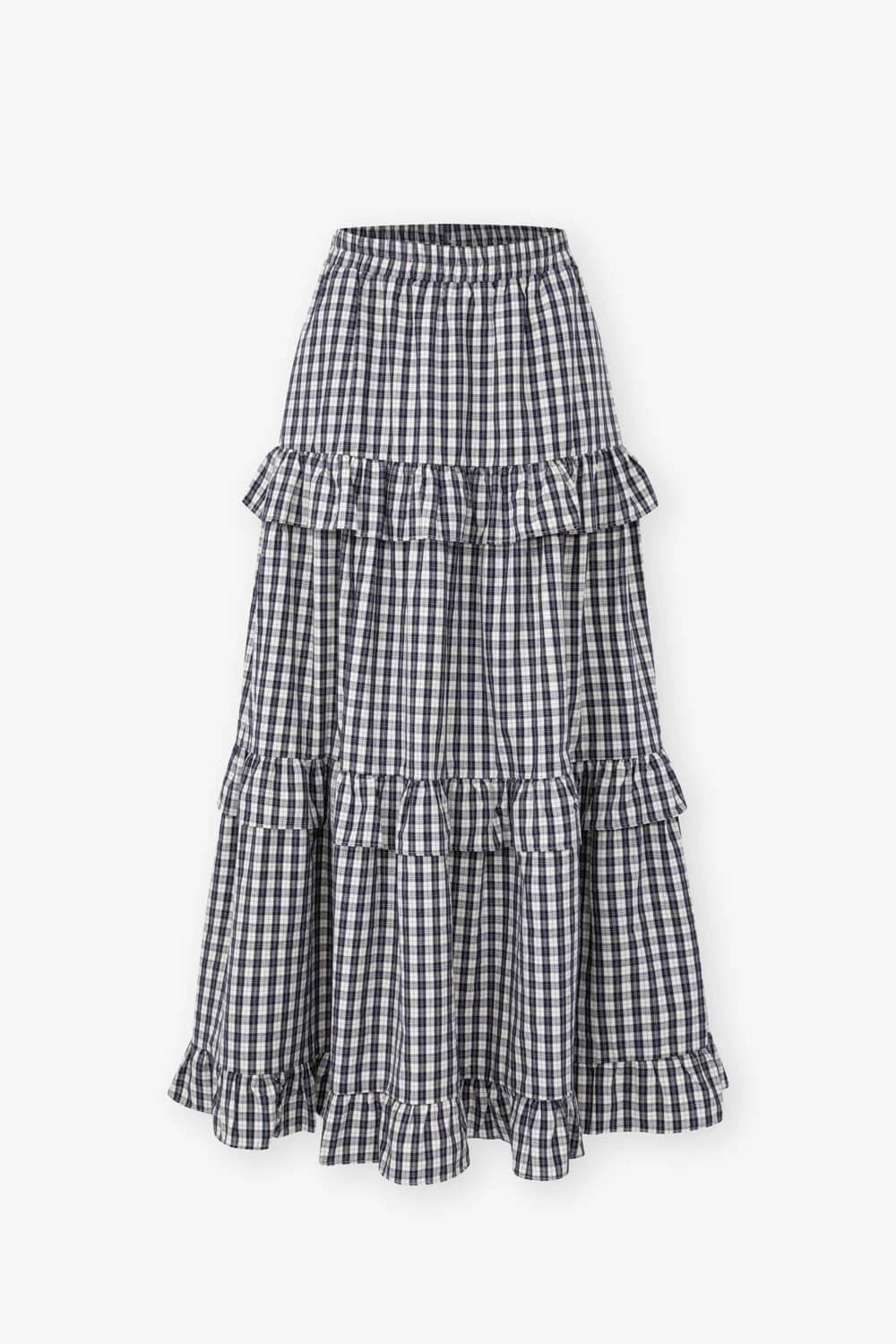 荷葉格紋長裙 荷葉格紋長裙