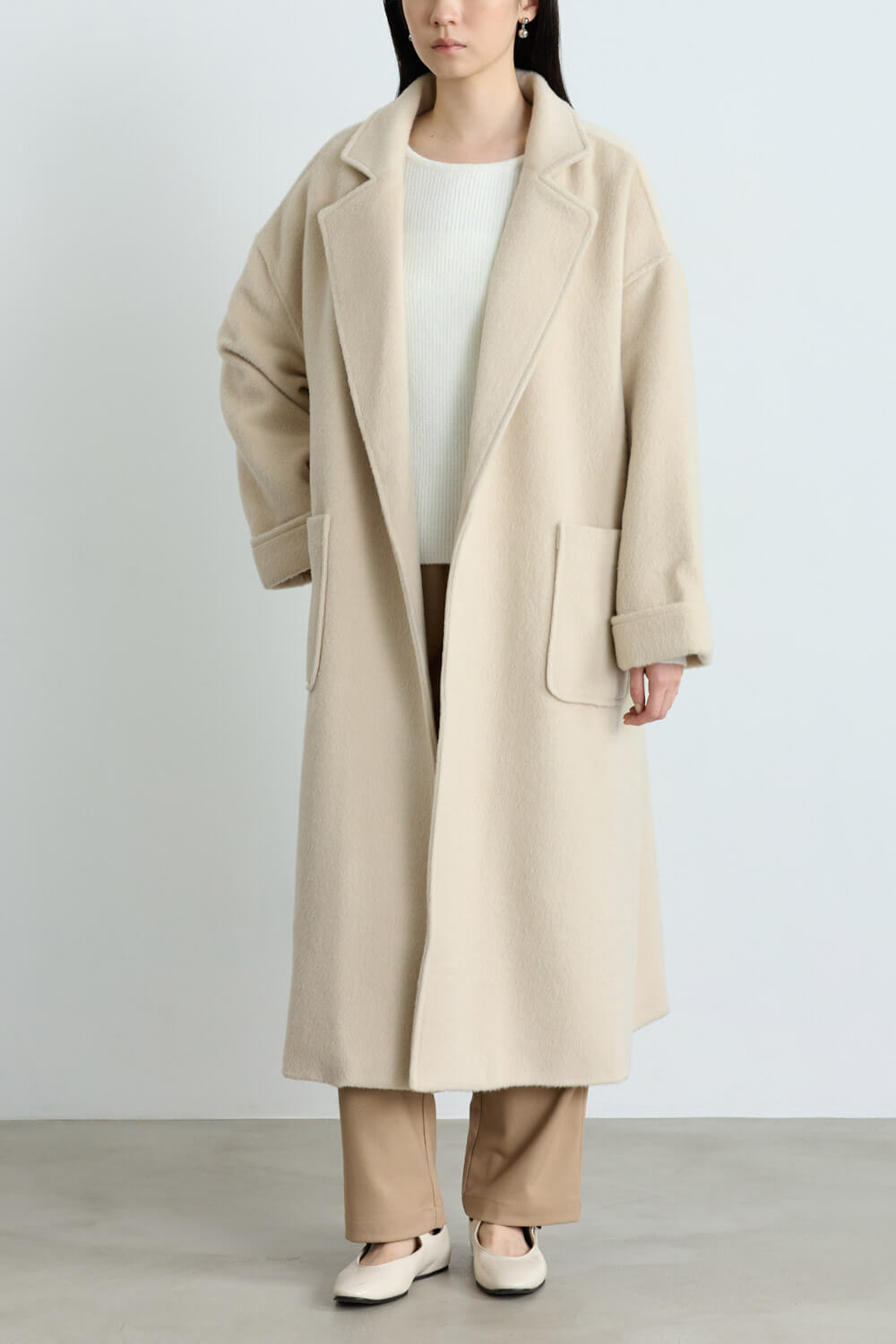 翻領寬鬆毛呢大衣 翻領寬鬆毛呢大衣