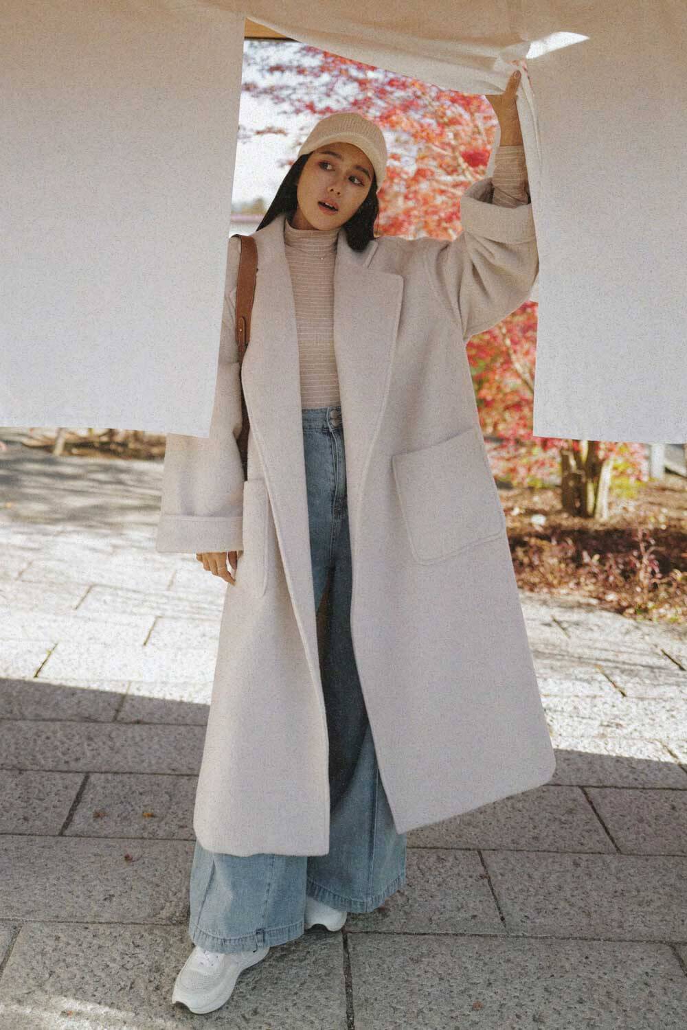 翻領寬鬆毛呢大衣 翻領寬鬆毛呢大衣