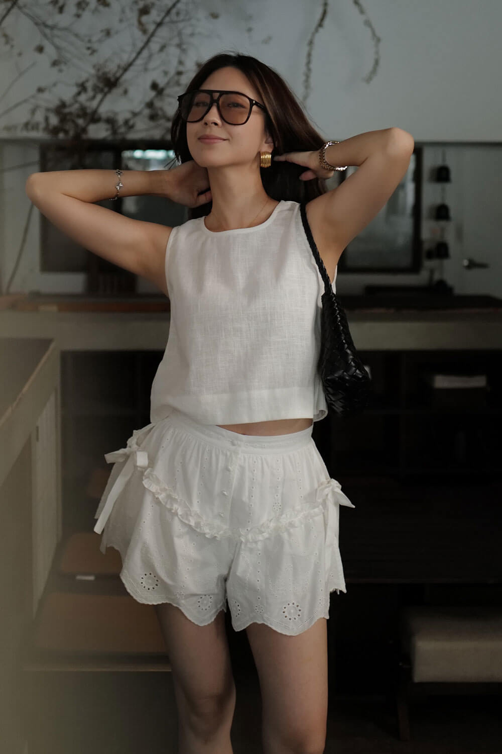 圓領寬鬆麻棉上衣