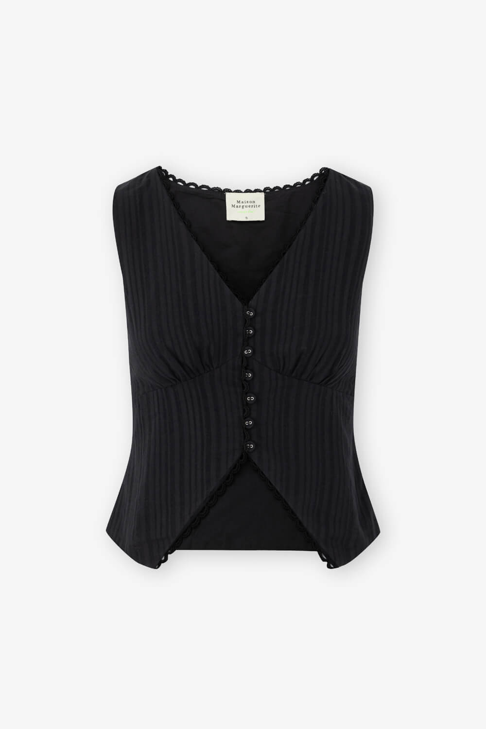 V領蕾絲排扣背心