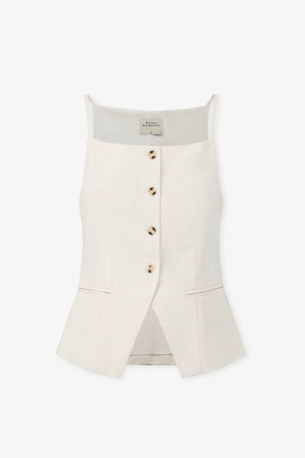 細肩帶方領棉麻背心