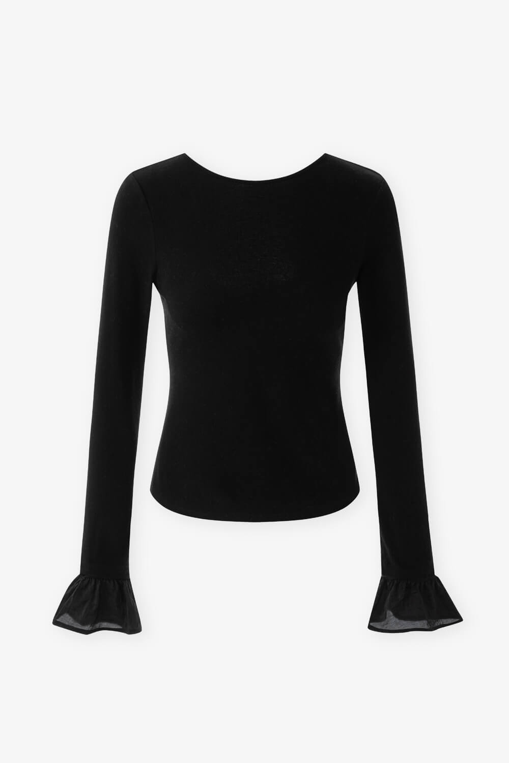 可拆式花邊袖上衣