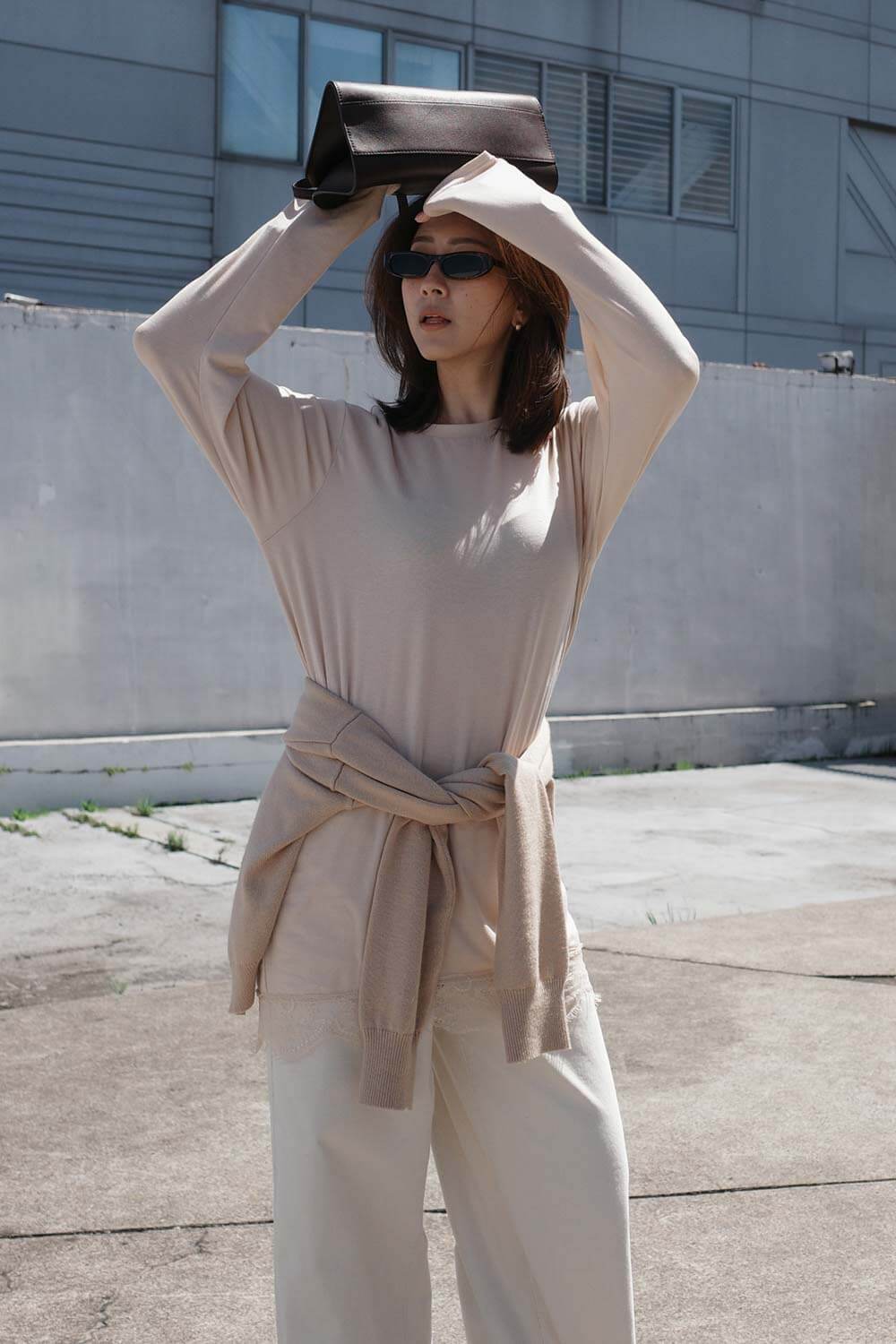 微透蕾絲長版上衣