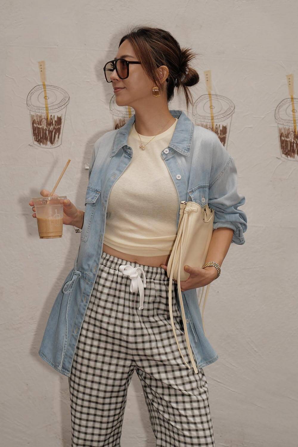 腰抽繩牛仔襯衫