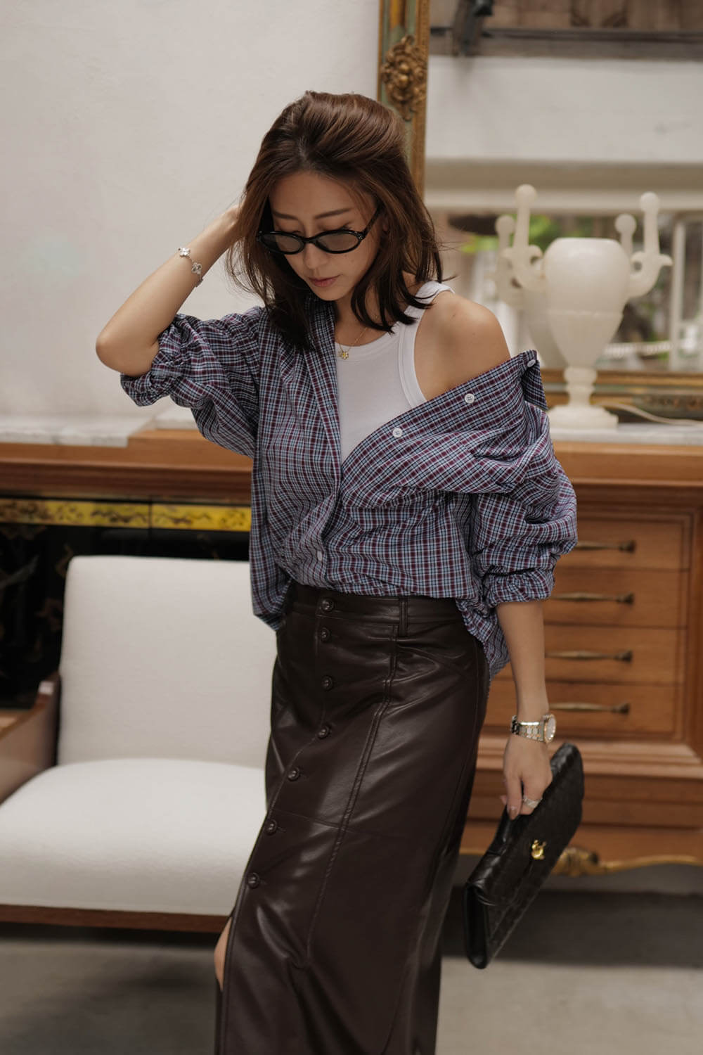 彩格OVERSIZE襯衫