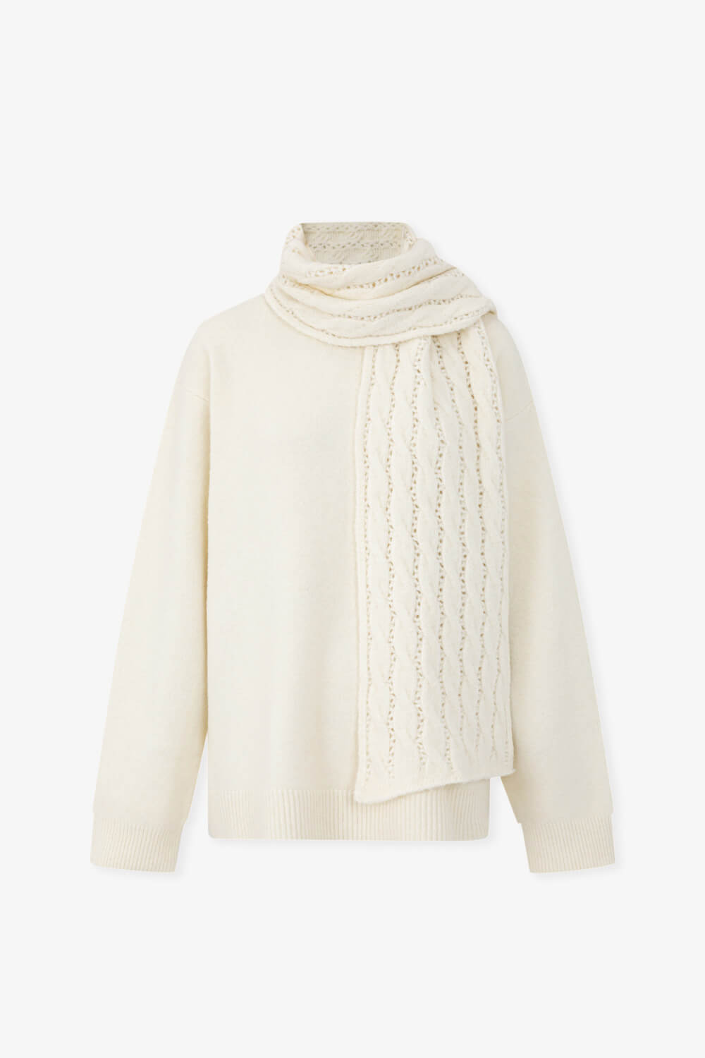 圓領毛衣(附麻花圍巾）