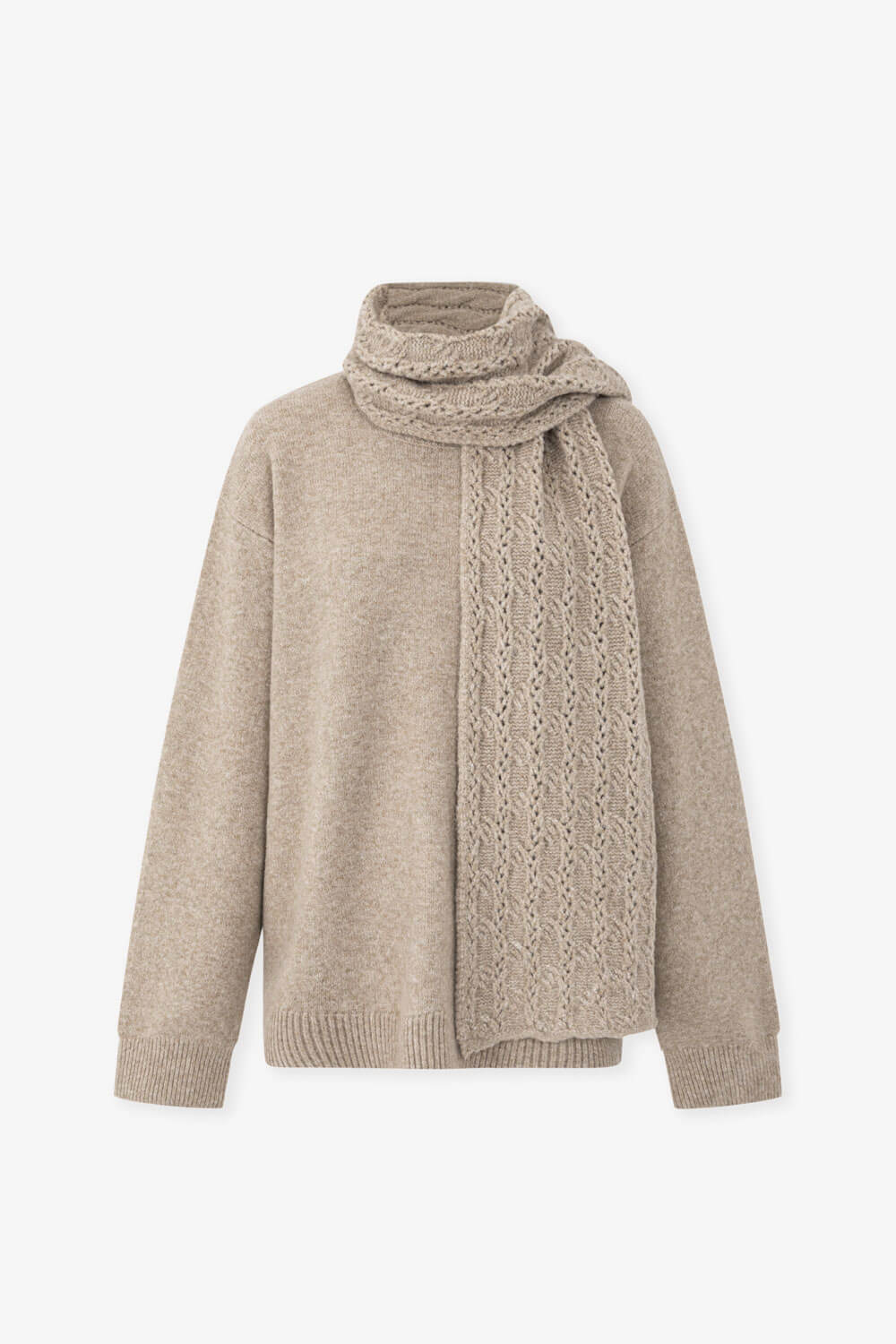 圓領毛衣(附麻花圍巾）