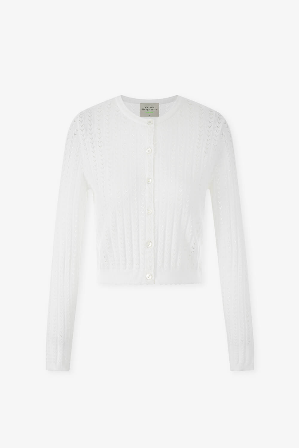 圓領挑洞開襟針織衫