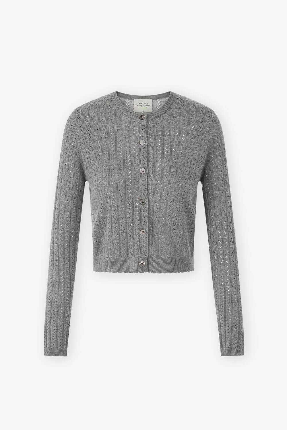 圓領挑洞開襟針織衫