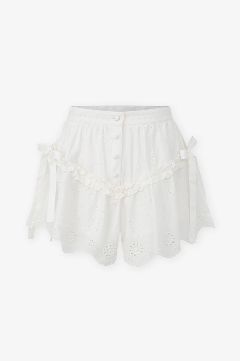 蕾絲綁帶開衩短褲