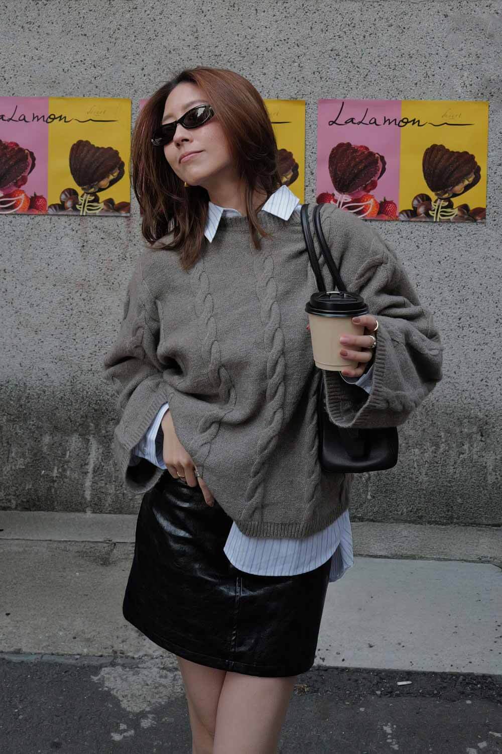 A-LINE仿皮短褲裙