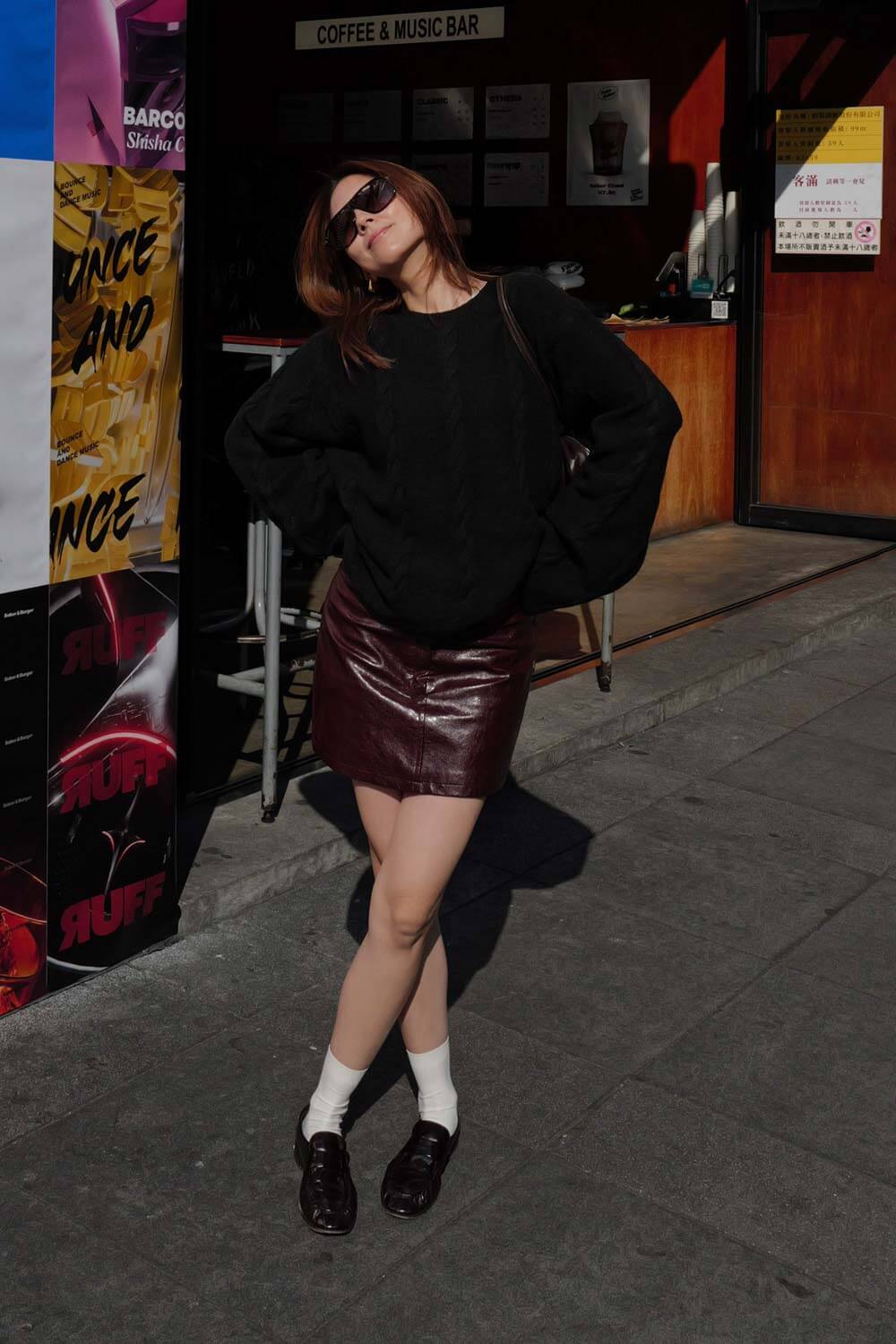 A-LINE仿皮短褲裙