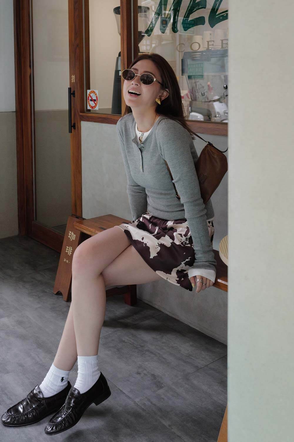 乳牛紋兩穿平口短裙