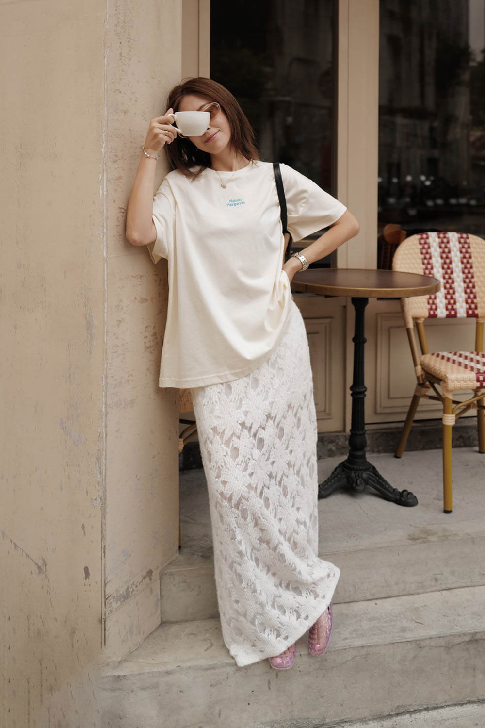 透視直筒蕾絲裙