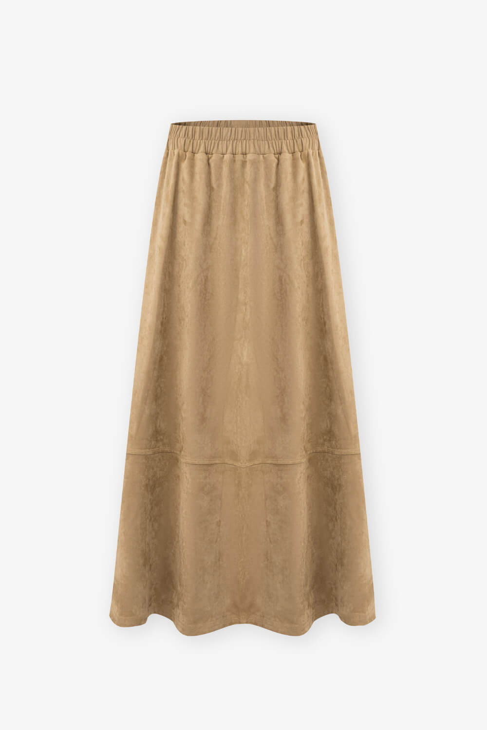麂皮剪接長裙