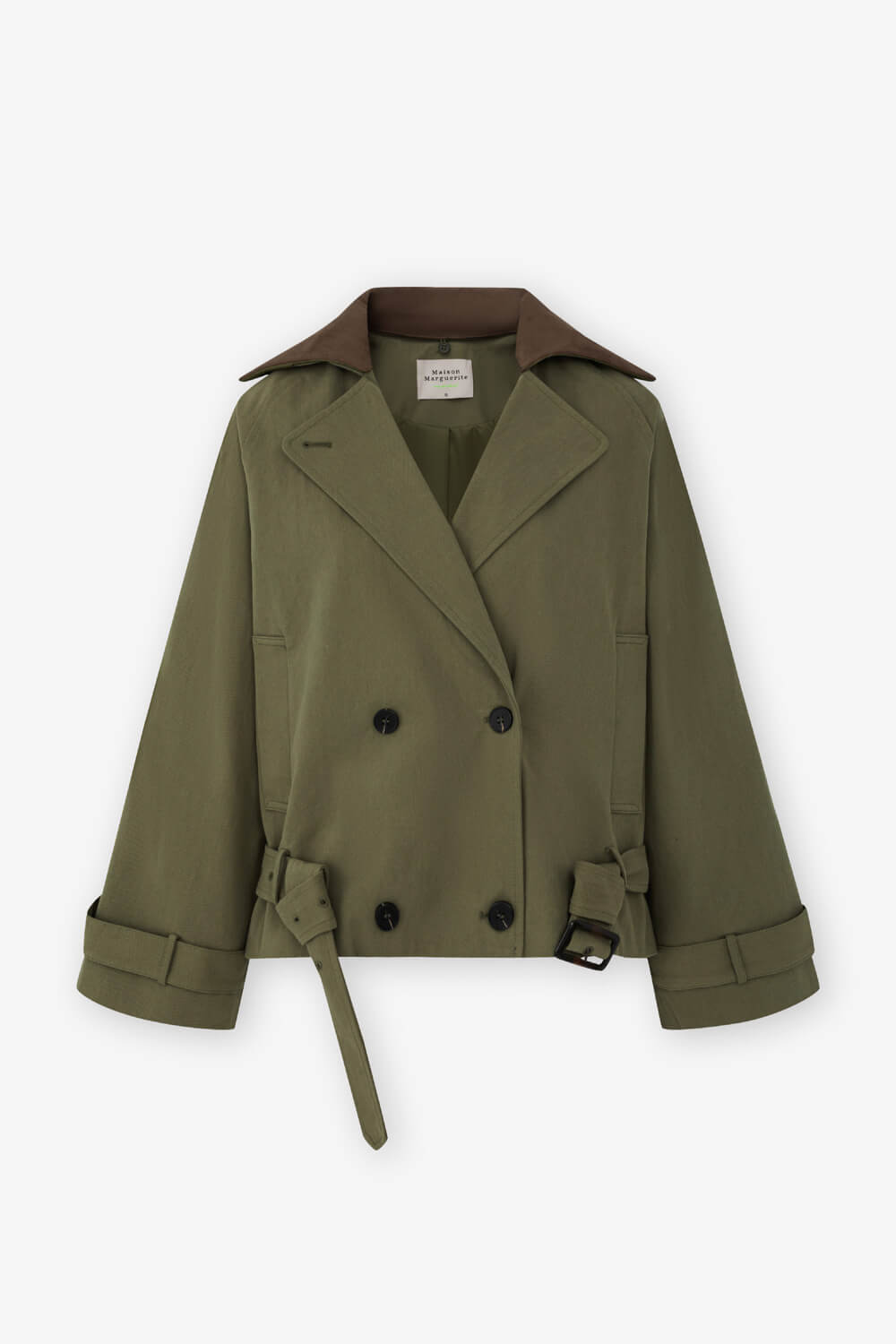 可拆式領片短風衣(附腰帶）