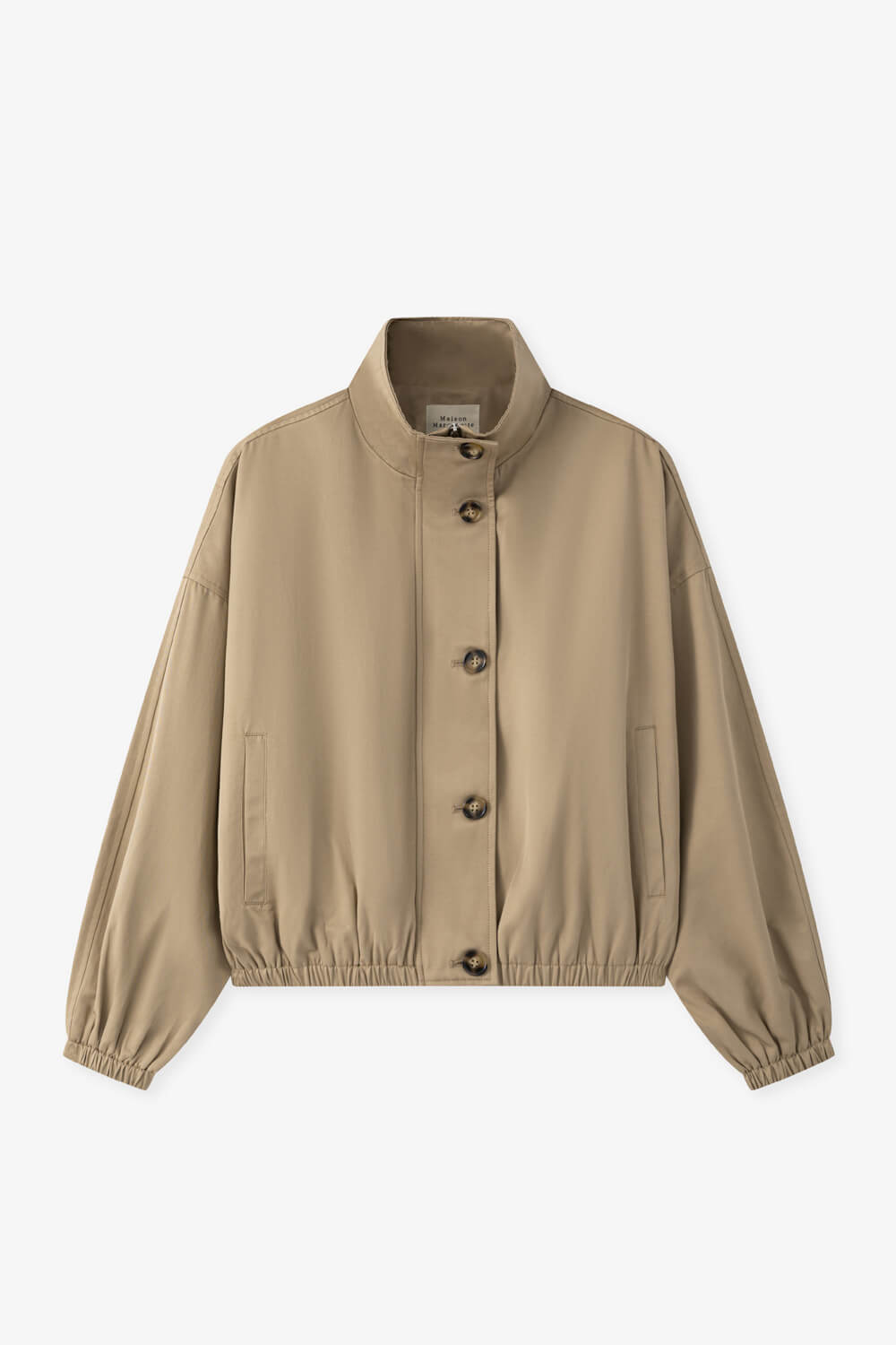 立領光澤感風衣外套