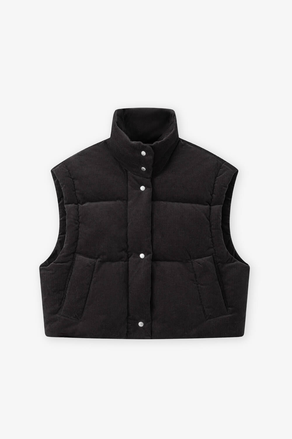 燈芯絨立領羽絨背心