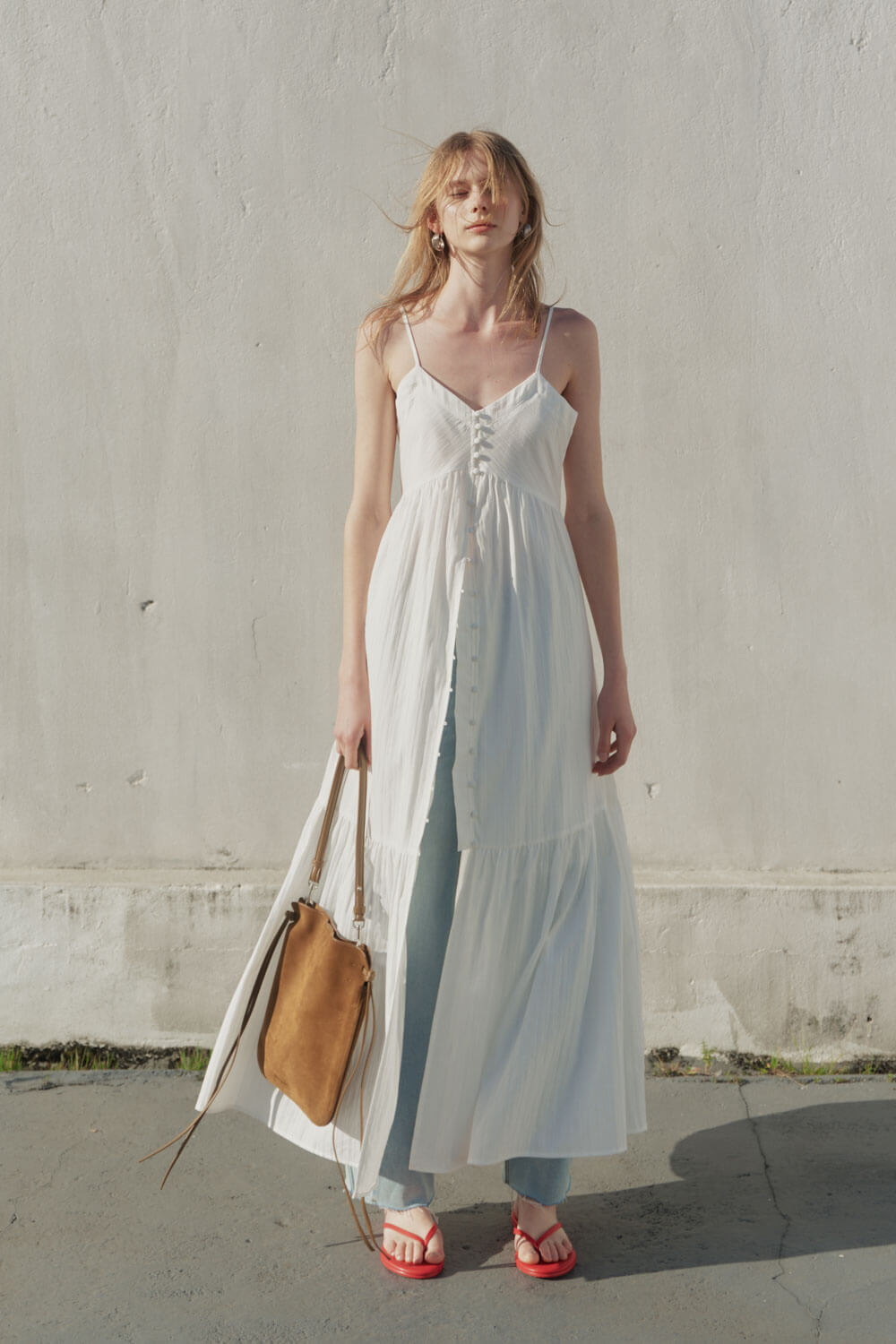 V領排釦開襟洋裝