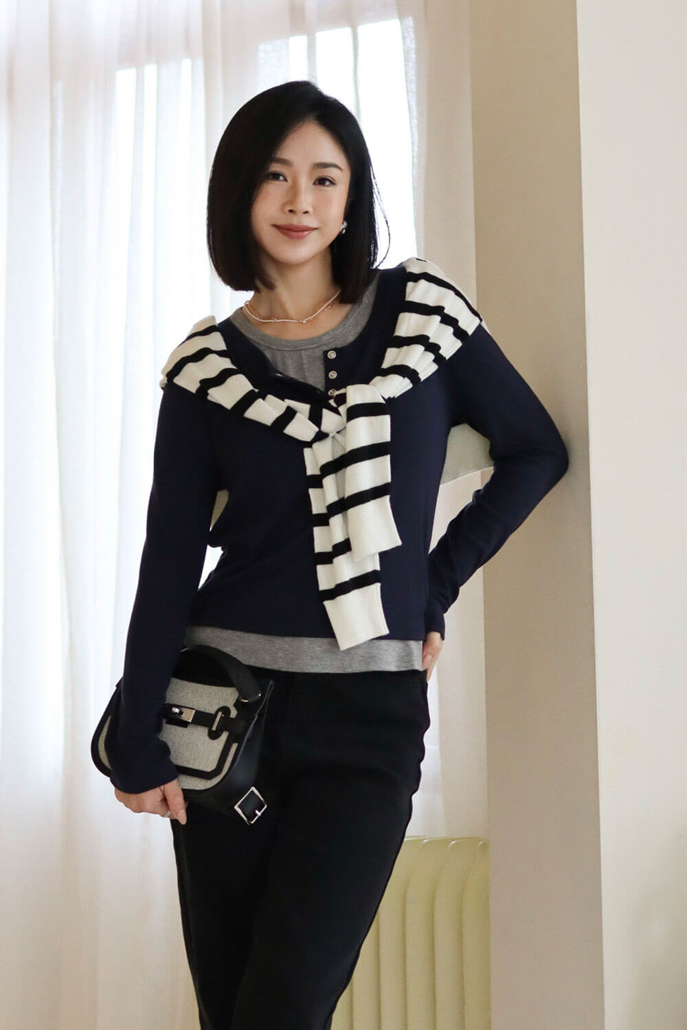 假兩件長袖上衣