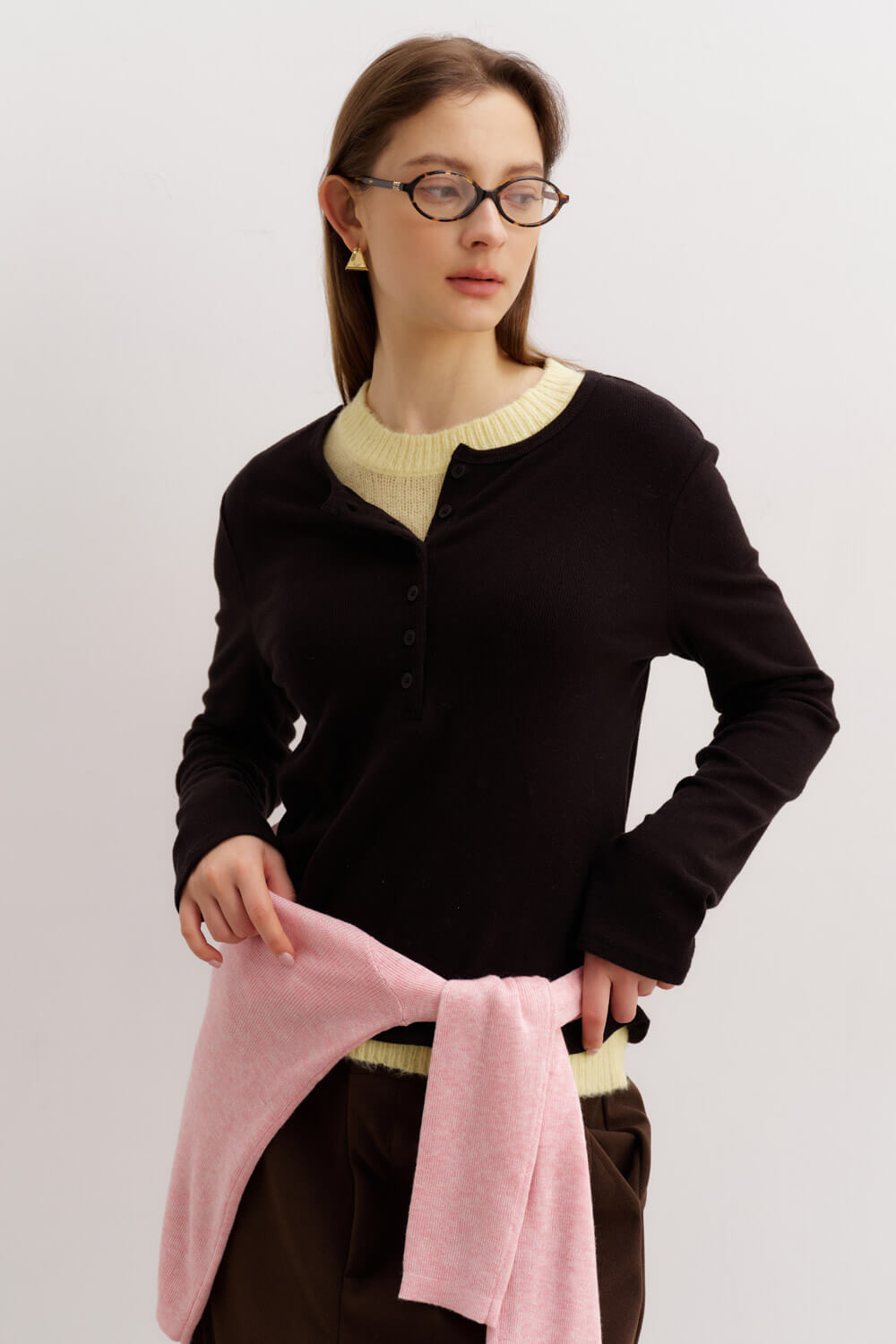 排釦設計長袖上衣