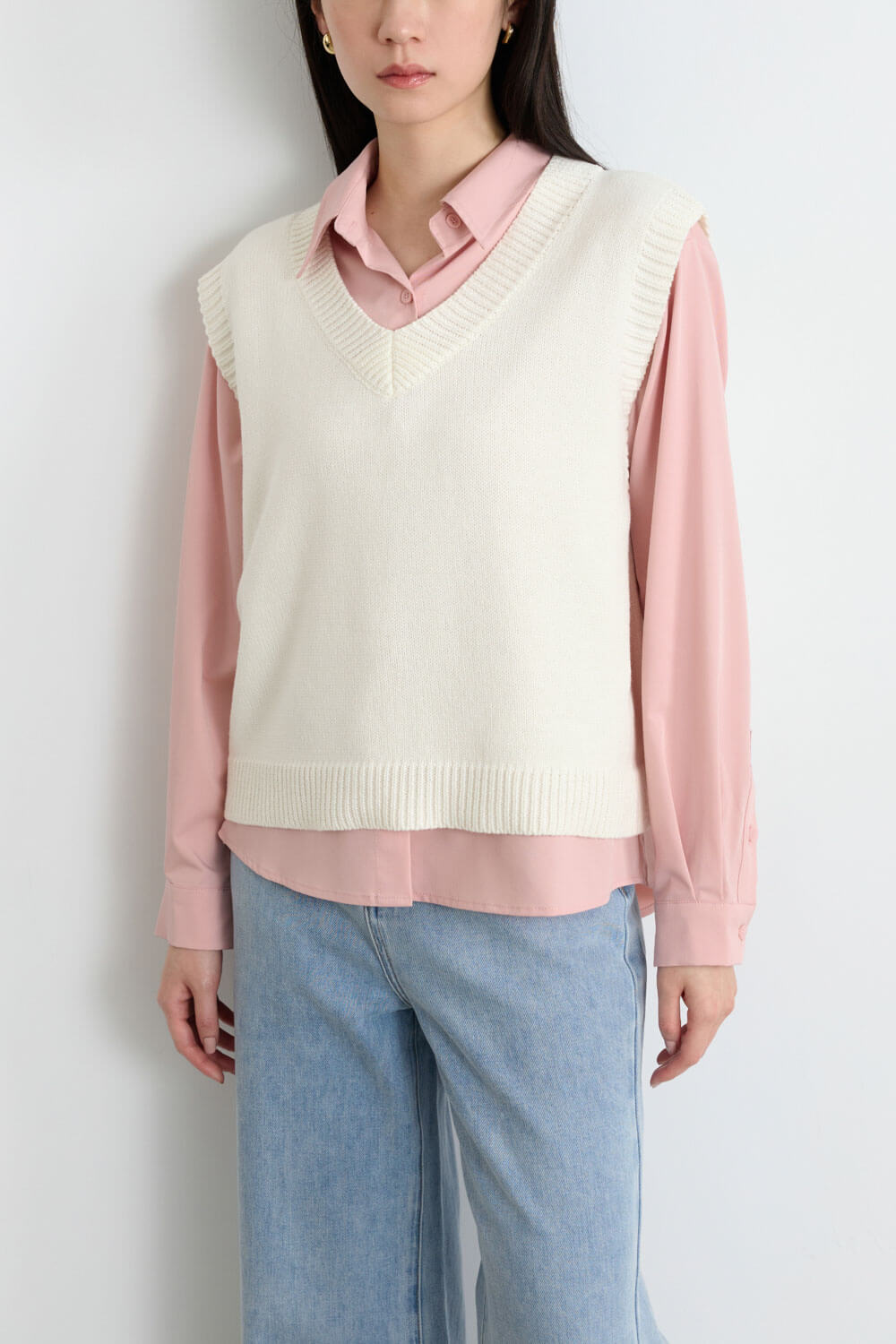 V領微鬆針織背心