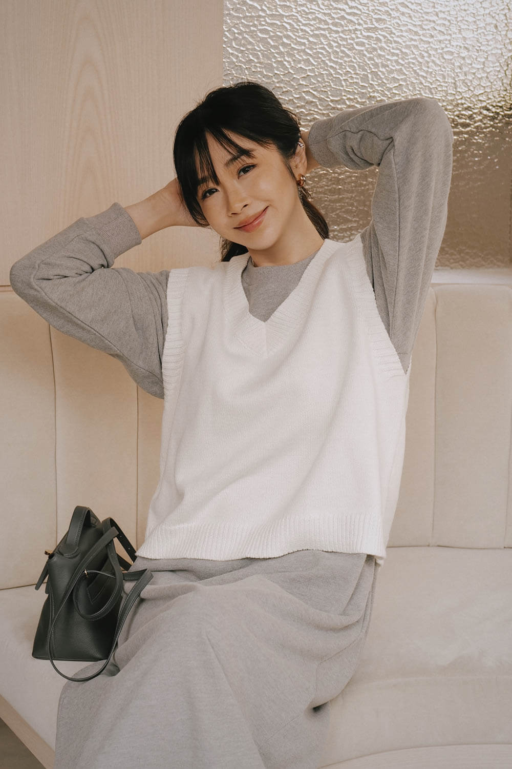 V領微鬆針織背心