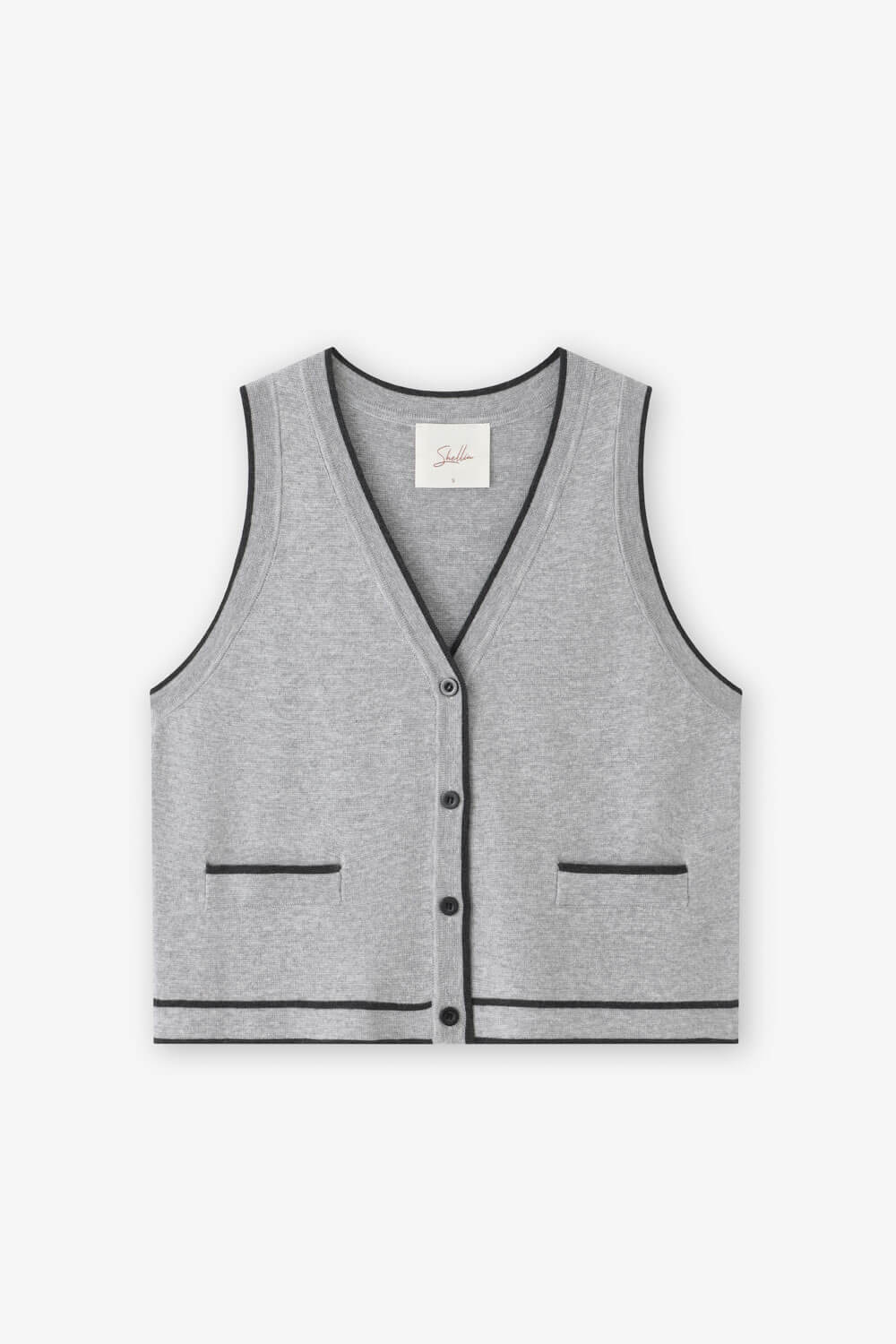 V領開釦針織背心
