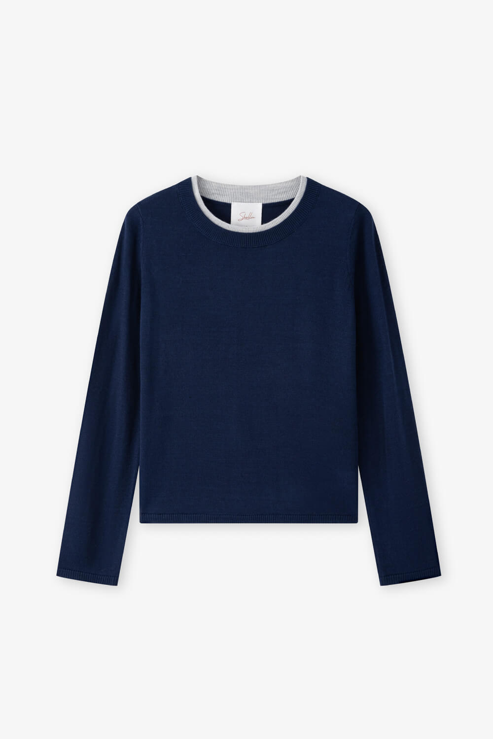 雙色領針織上衣