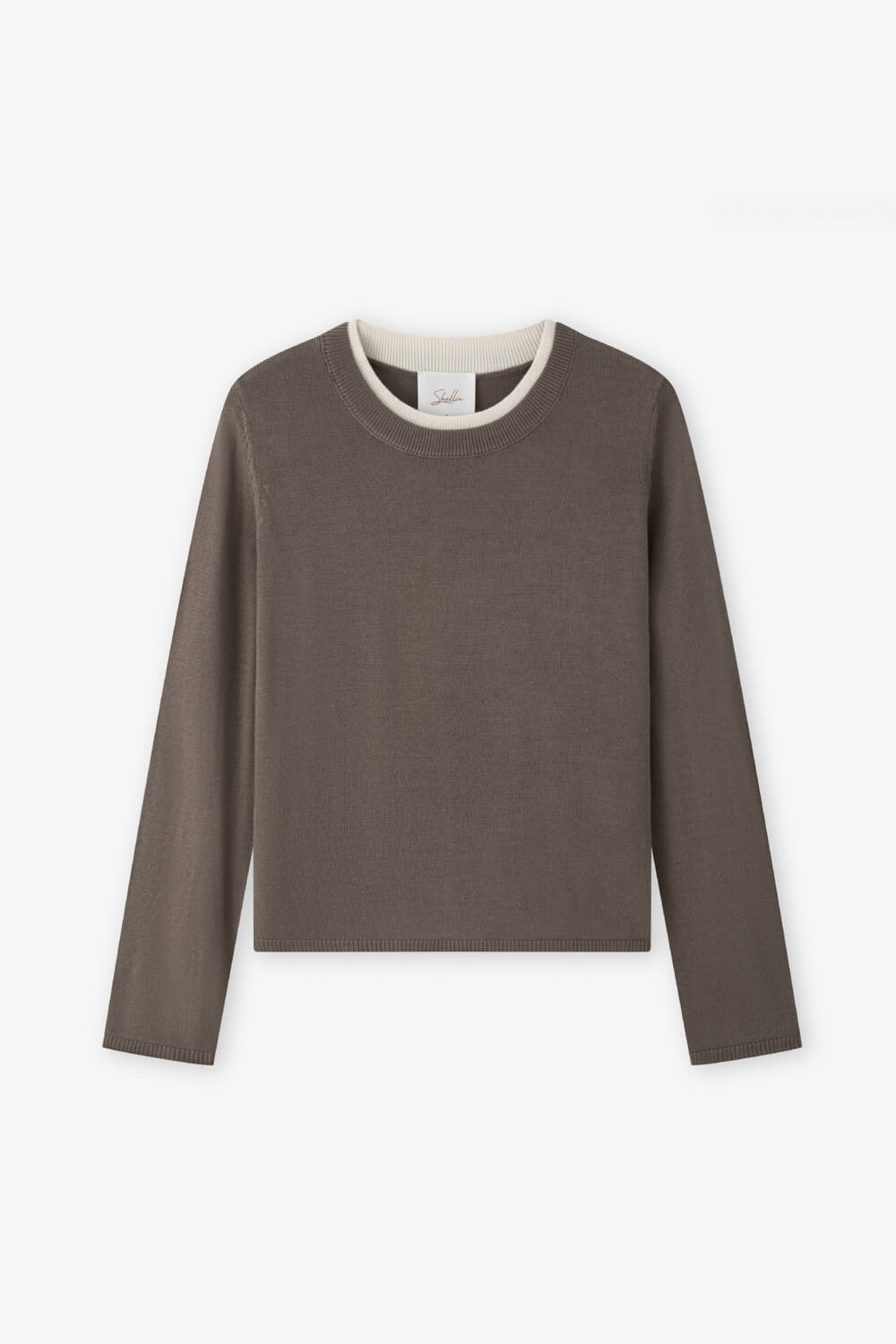 雙色領針織上衣