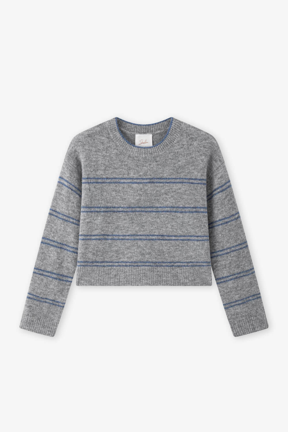 條紋設計圓領毛衣